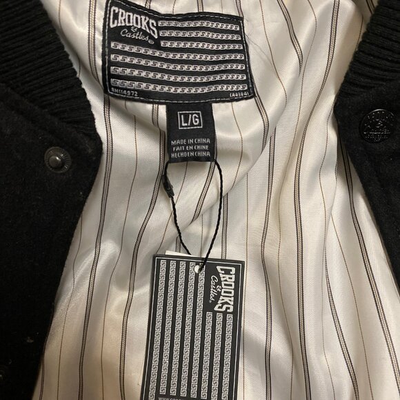 **RARE**Crooks & Castles Black Embroidered Stadium Jacket NWT Mens Large - Picture 6 of 7